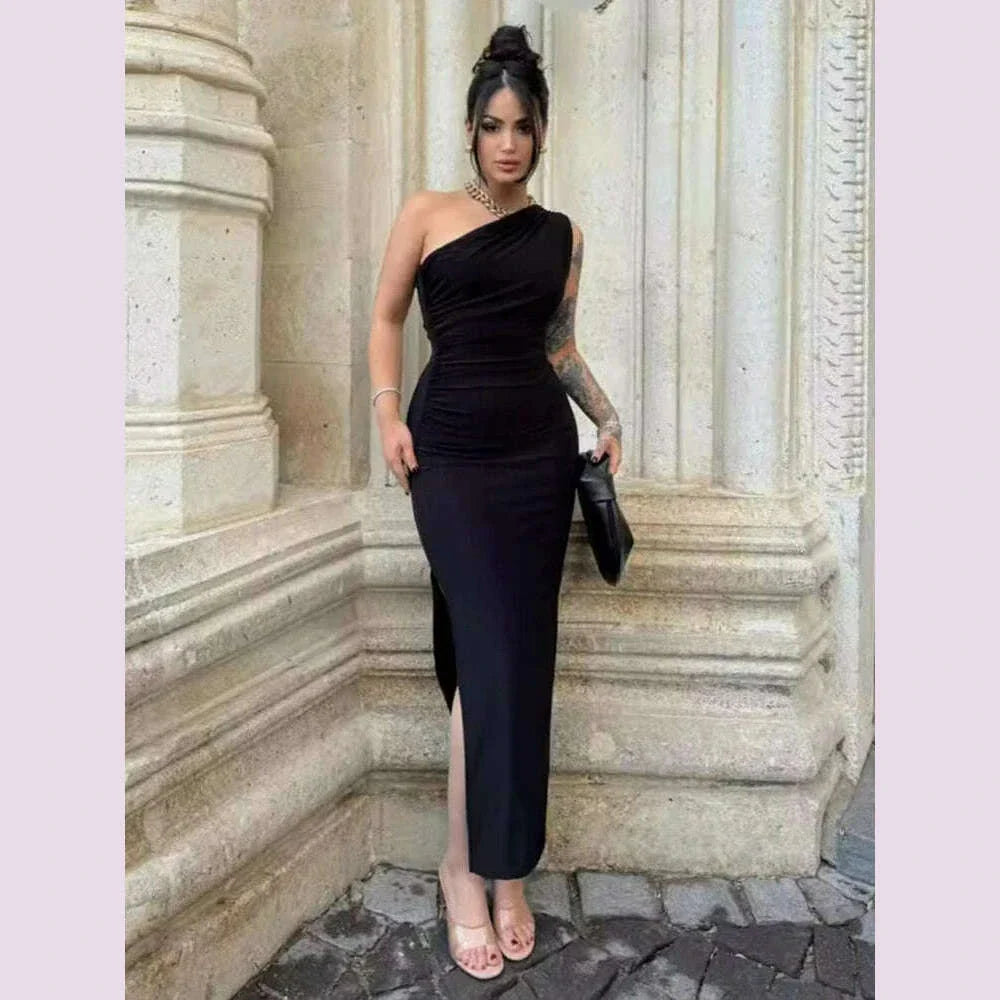 Summer Black New Dress Women Fashion Sexy Split Sleeveless Backless Slim Maxi Dress Female Casual Club Elegant Lady Party Dress