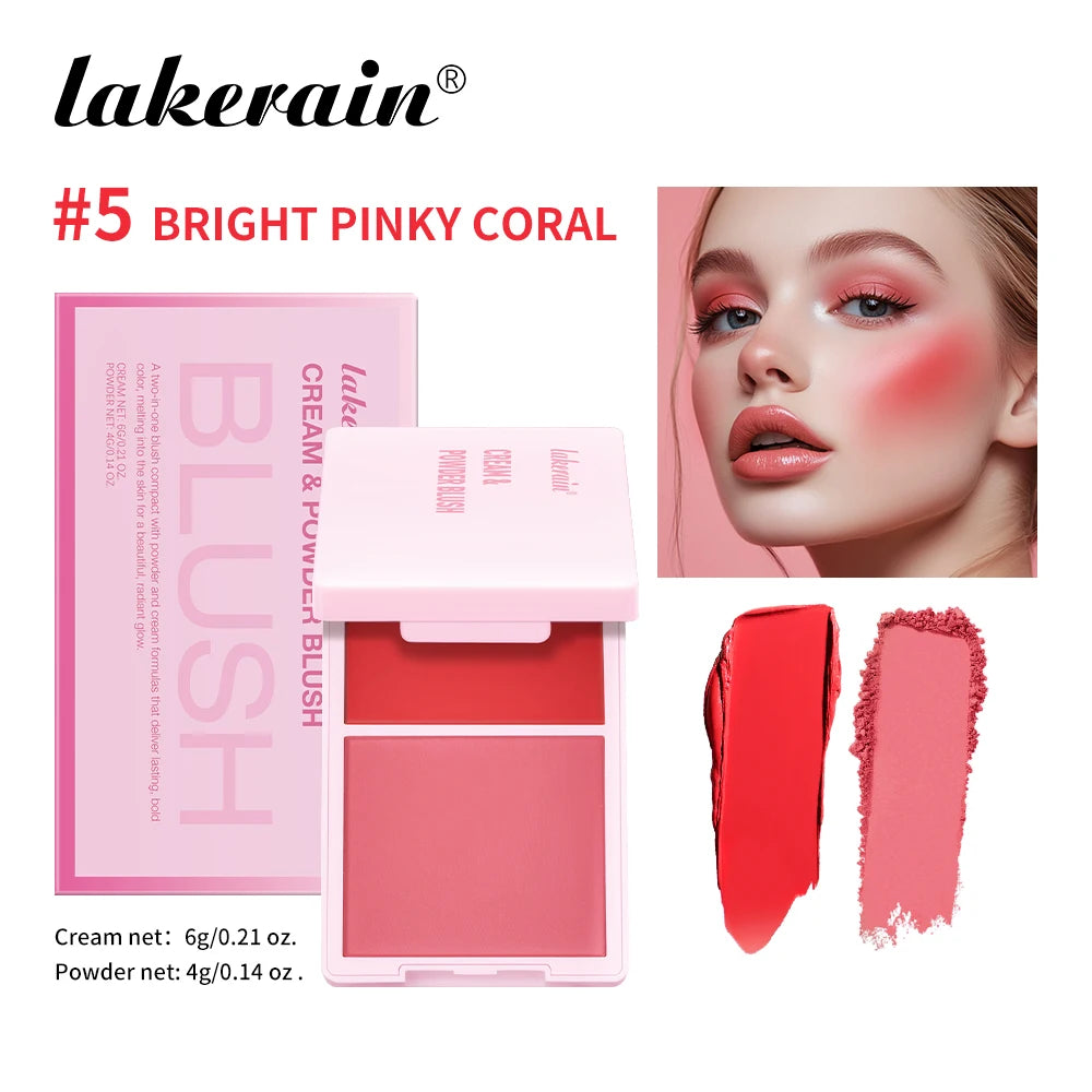 Cream&Powder Blush Palette Natural Long-lasting High Pigment Blush Makeup Contour Powder Beauty Peach Pink Korean Makeup Blush