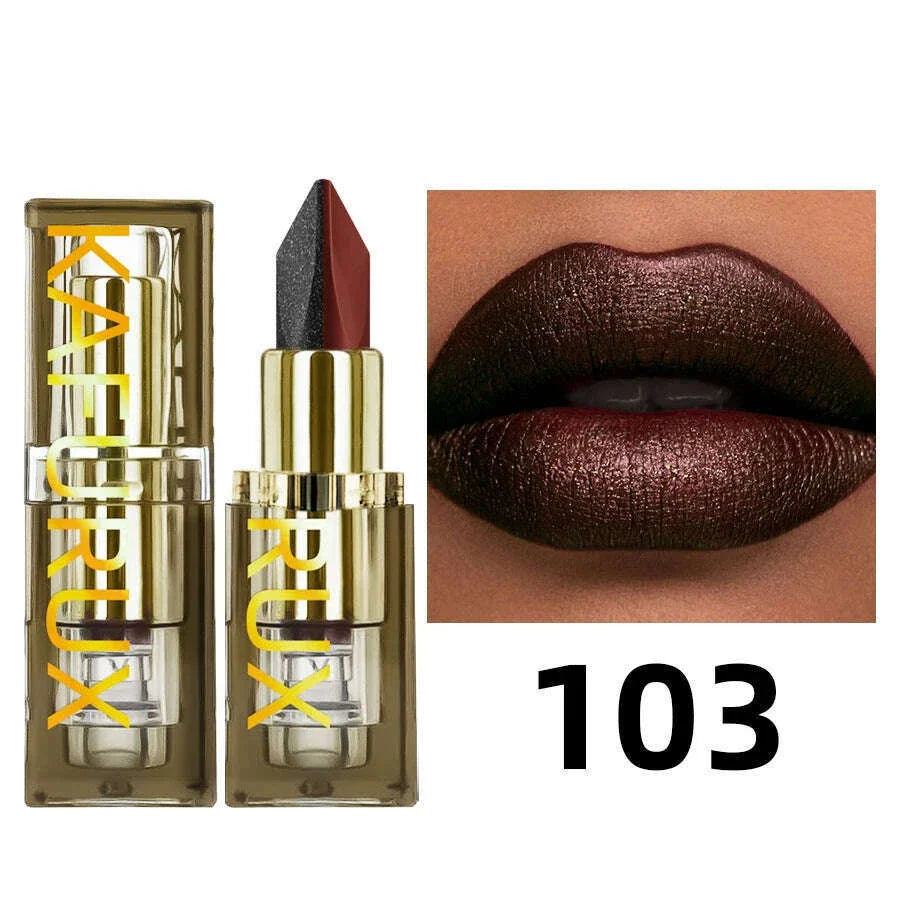 6 Color Glitter Two-tone Lipstick Purple Black Matte1pc Lipsticks Cosmetics Easy to use Lip Tint Makeup Lip Beauty Red Pigment