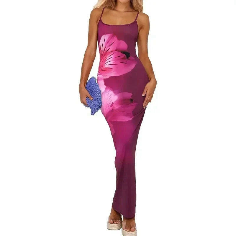 Sexy Tight Floral Print Strapless Dress Spring Summer New Arrival Cross-Border Hot Sale Ins Style Women's Ankle-Length Gown