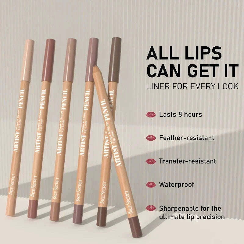 FACE SECRET 4Pcs/Set,Moisturizing Fresh Lightweight Plumping Lip Gloss With Brown LipLiner Set Non-Sticky Liquid Lipstick Makeup