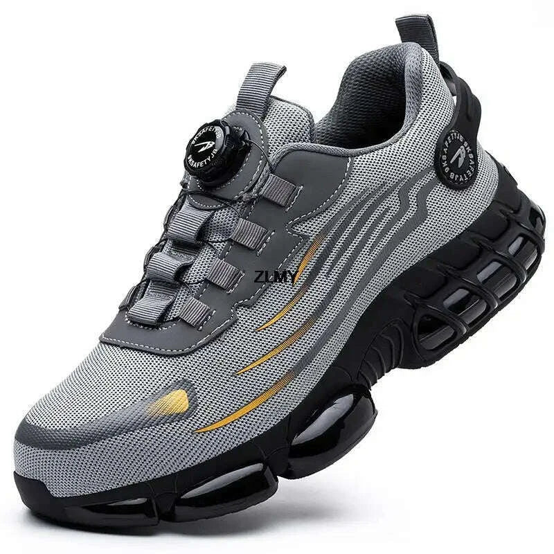 Rotary Button Safety Shoes Men Steel Toe Sneakers Puncture Proof Work Safety Boots Air Cushion Sport Work Shoes Anti-smash Boots