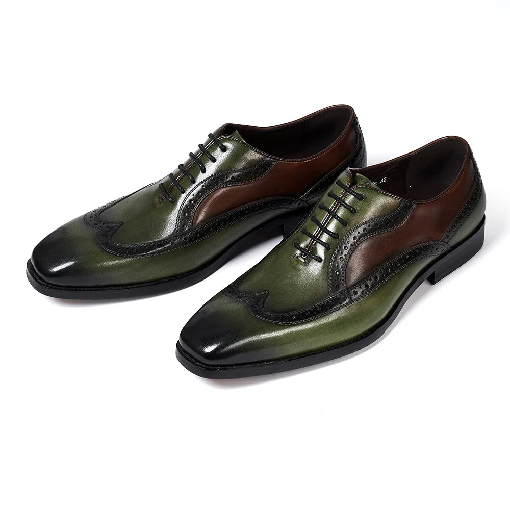 Luxury Italian Men's Oxfords Genuine Leather Brogue Wingtip Wedding Party Dress Shoes for Men Classic Lace-Up Office Formal Shoe