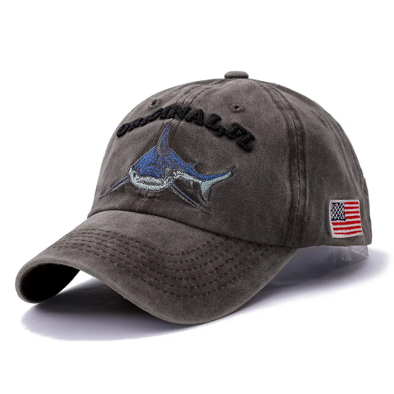 2025 New High Quality Wash Cotton America Flag Shark Men's Baseball Cap Women Snapback Hats For Men Bone Hip Hop Dad Hat Gorras
