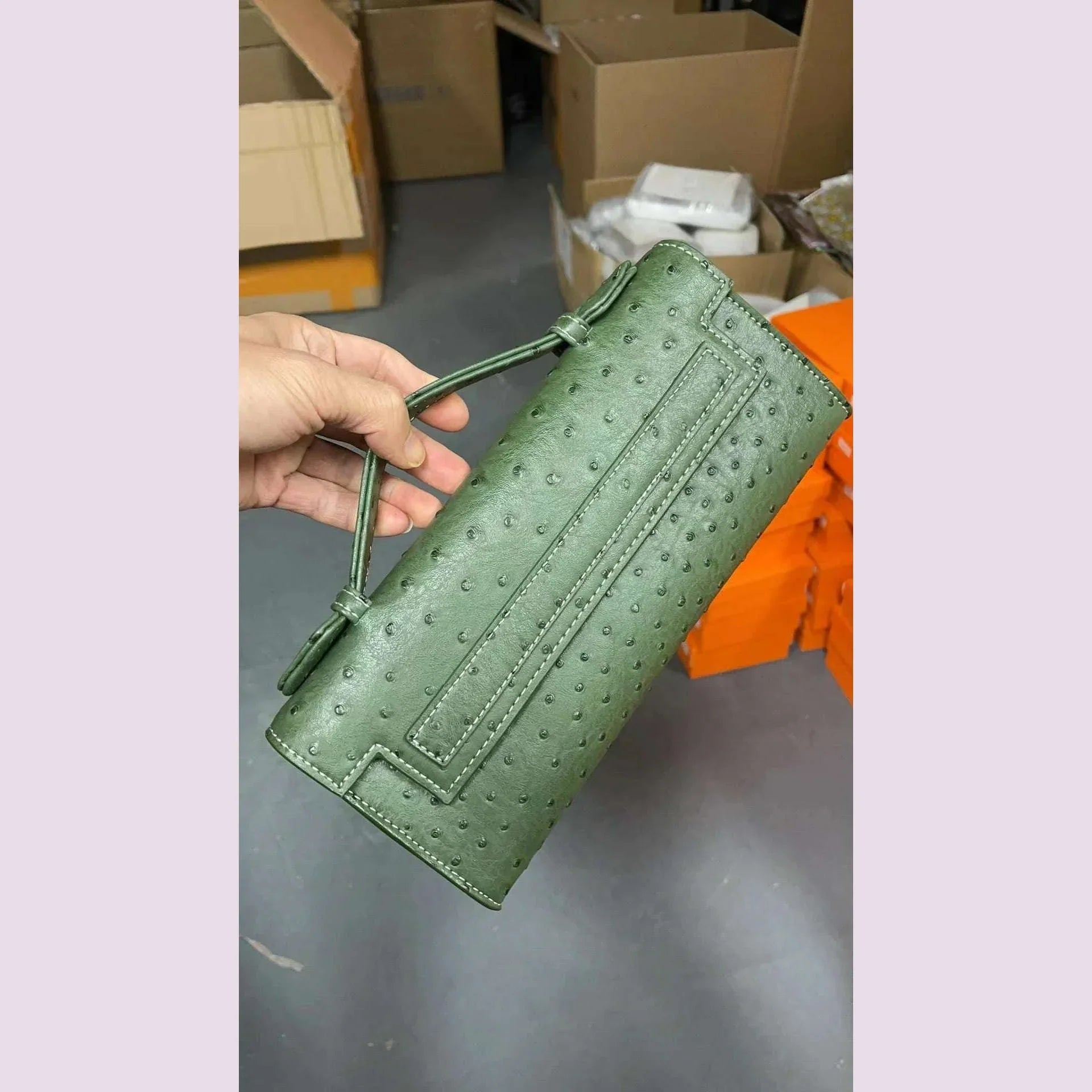 XMESSUN Customized Ostrich Pattern Long Clutch Bag PU Leather Party Tote Bag High Quality Designer Handbags Ins Trendy Bag
