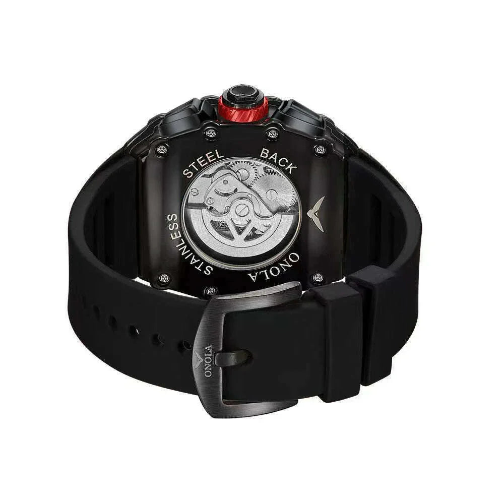 Unique Fashion Design Diamond Inlaid Men's Watch ONOLA Luxury Full-automatic Mechanical Waterproof Tape Watches Men clock