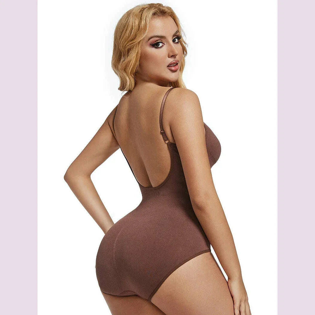Low Back Bodysuits Shapewear for Women Open Crotch Body Shaper Seamless Tummy Control Push Up Corset Tank Top Backless Underwear