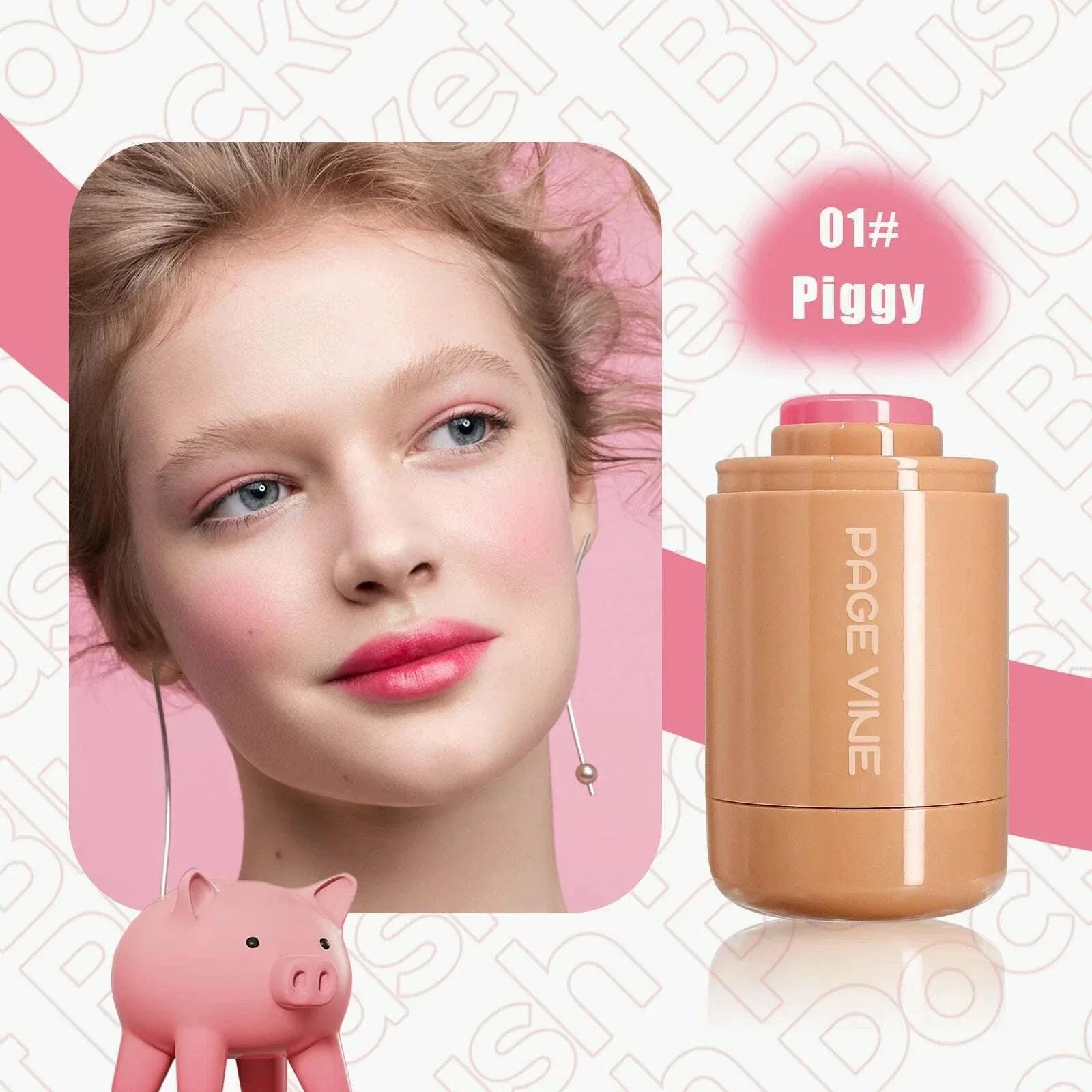 PAGE VINE Pocket Blush Stick Lip And Cheek Hydrating Stick Natural Rouge Powder Blush Cream Lipstick Cheek Easy To Apply Color