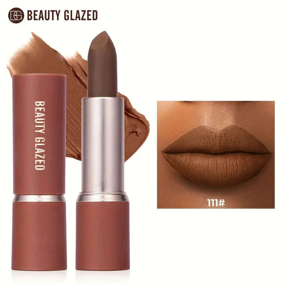Barely Matte Cocoa Lipstick Creamy Texture Nourishing Care Long Lasting Waterproof All Skin Types Brown Hue Matte Lipstick