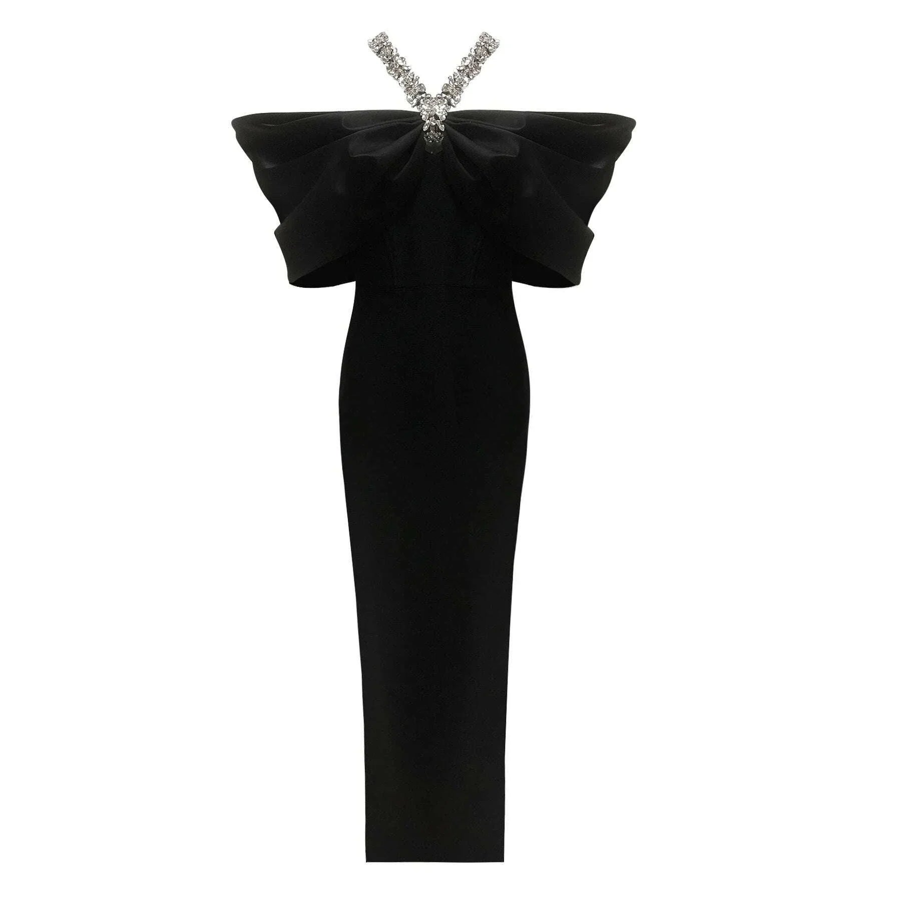 Women Sexy Off Shoulder Ruched Black Maxi Long Diamonds Celebrity Bodycon Bandage Dress 2025 Elegant Evening Club Party Dress