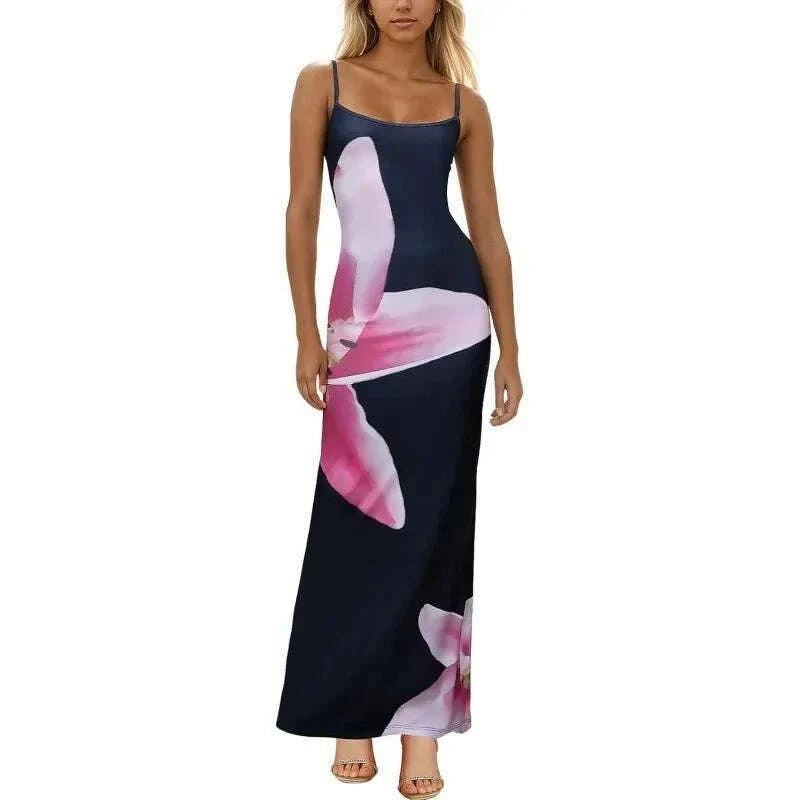 Sexy Tight Floral Print Strapless Dress Spring Summer New Arrival Cross-Border Hot Sale Ins Style Women's Ankle-Length Gown