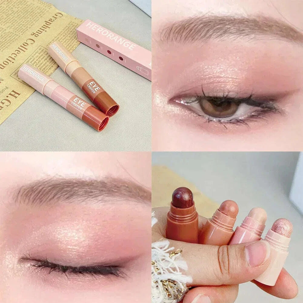 4 In 1 Pearlescent Eyeshadow Stick Highlighter Makeup Waterproof Lasting Glitter Eye Shadow Eyeliner Stick Eyes Makeup Cosmetics