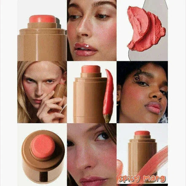 New Pocket Blush Stick Lip And Cheek Hydrating Stick Natural Rouge Powder Blush Cream Lipstick Cheek Easy To Apply Color