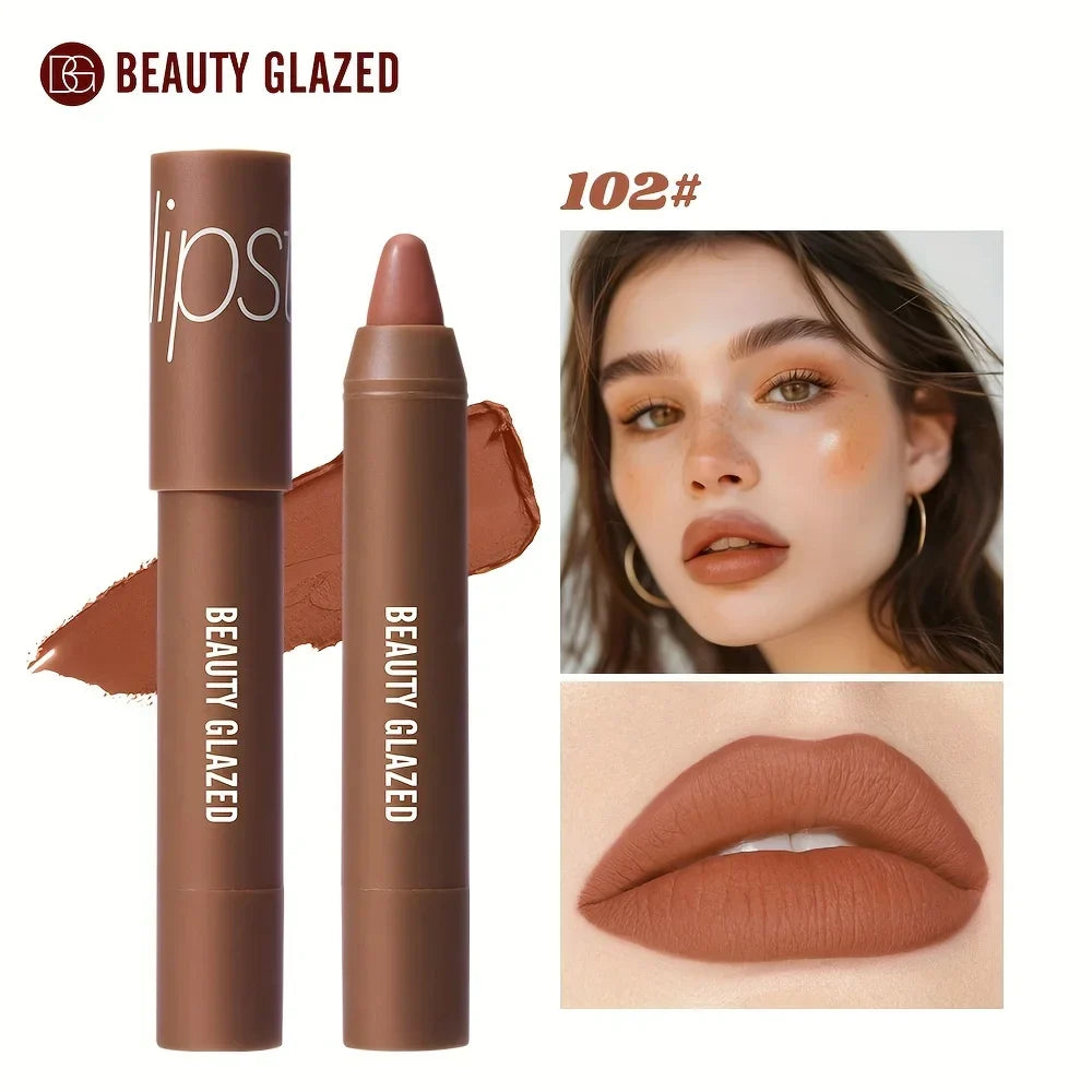 BEAUTY GLAZED 12 Colors Long-Lasting Waterproof Non-Stick Matte Lipstick Pen
