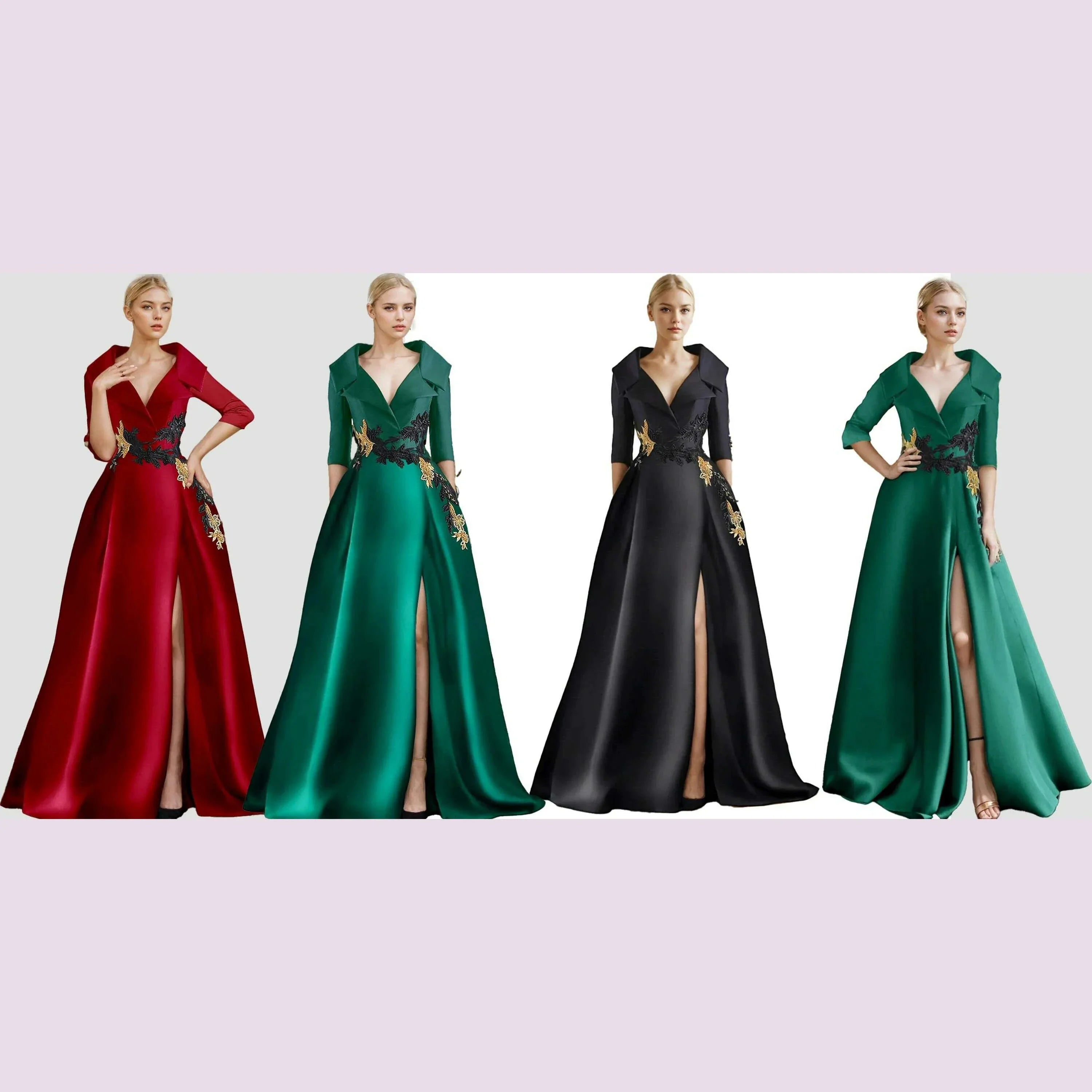A-Line Evening Gown Elegant Dress Formal Floor Length Shirt Collar Pocket with Appliques dress to impress 2025 free customized