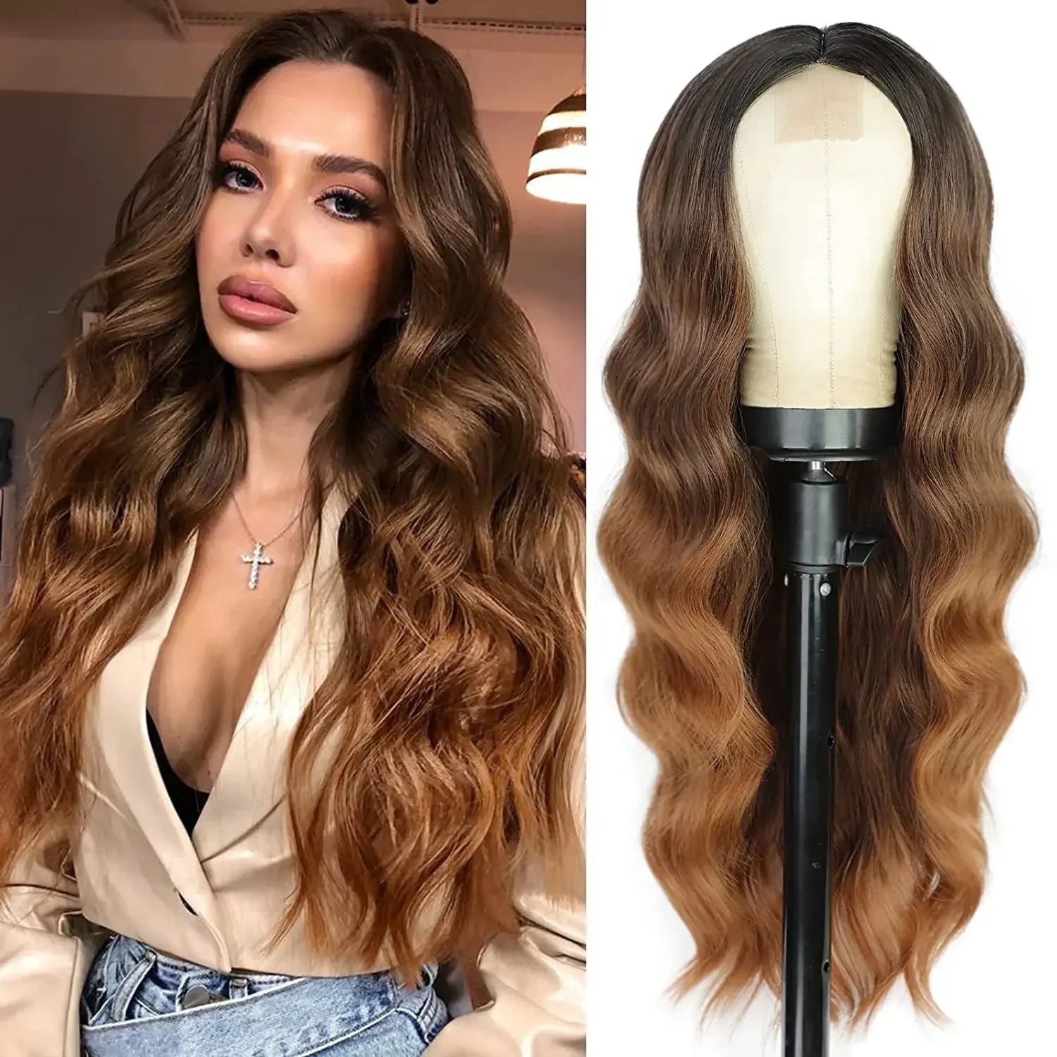 Cosplay Blonde Women's Wigs Ombre Blonde Curly Wig On Clearance Sale Glueless Pink Black Purple Wig Ladies Synthetic Wigund