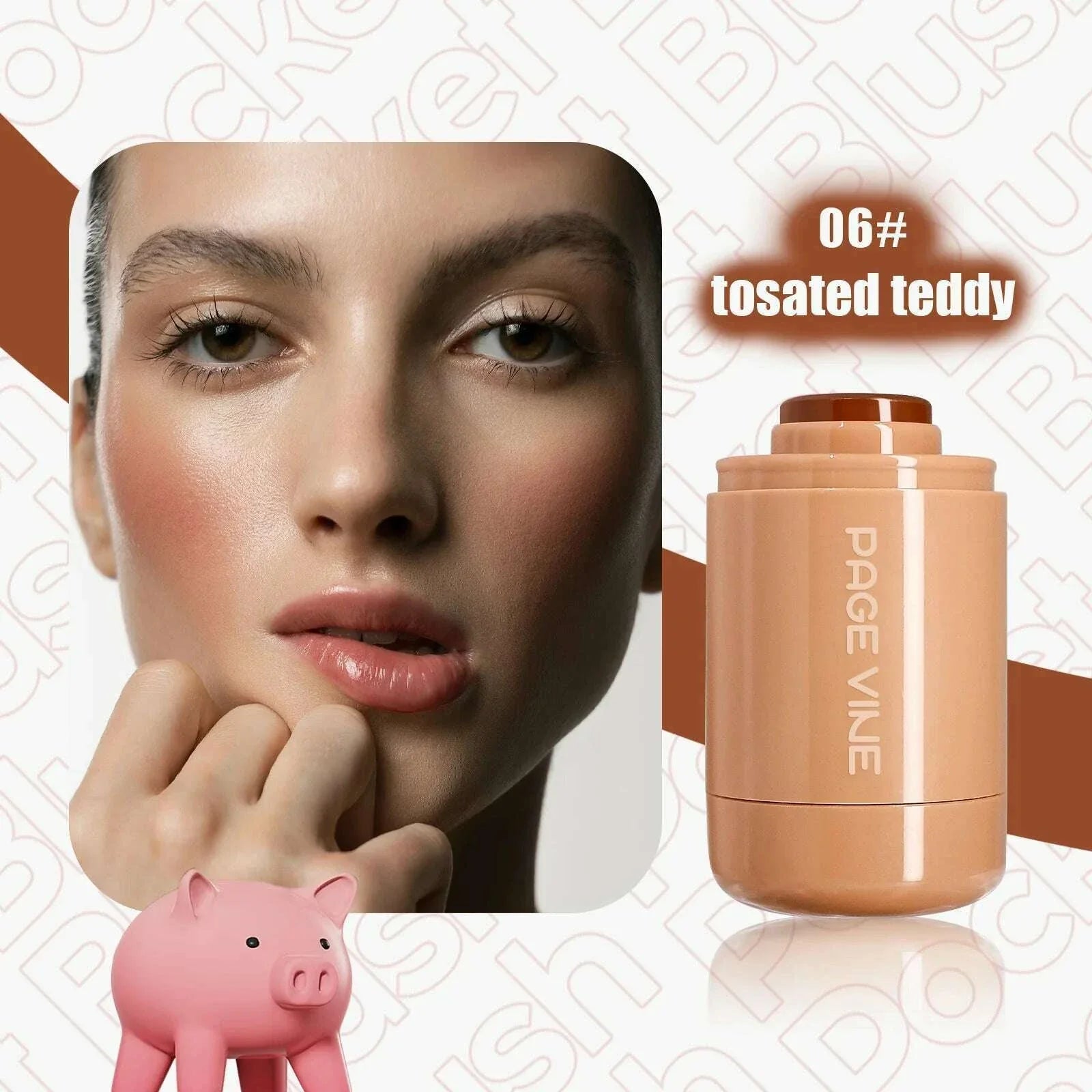 PAGE VINE Pocket Blush Stick Lip And Cheek Hydrating Stick Natural Rouge Powder Blush Cream Lipstick Cheek Easy To Apply Color
