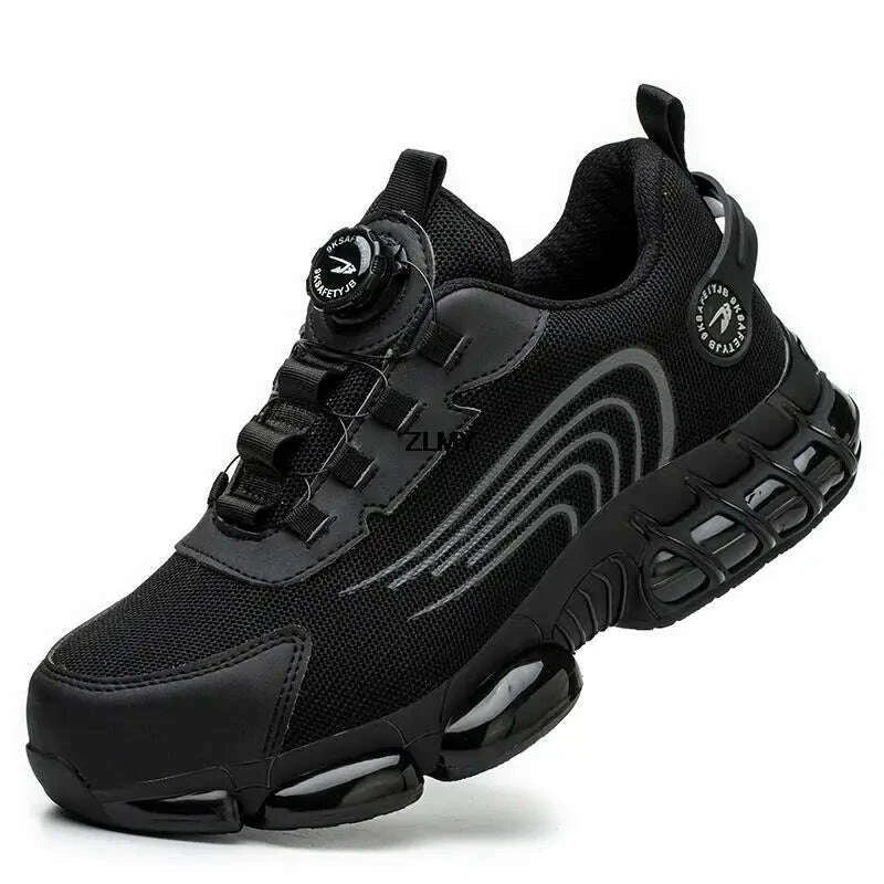 Rotary Button Safety Shoes Men Steel Toe Sneakers Puncture Proof Work Safety Boots Air Cushion Sport Work Shoes Anti-smash Boots