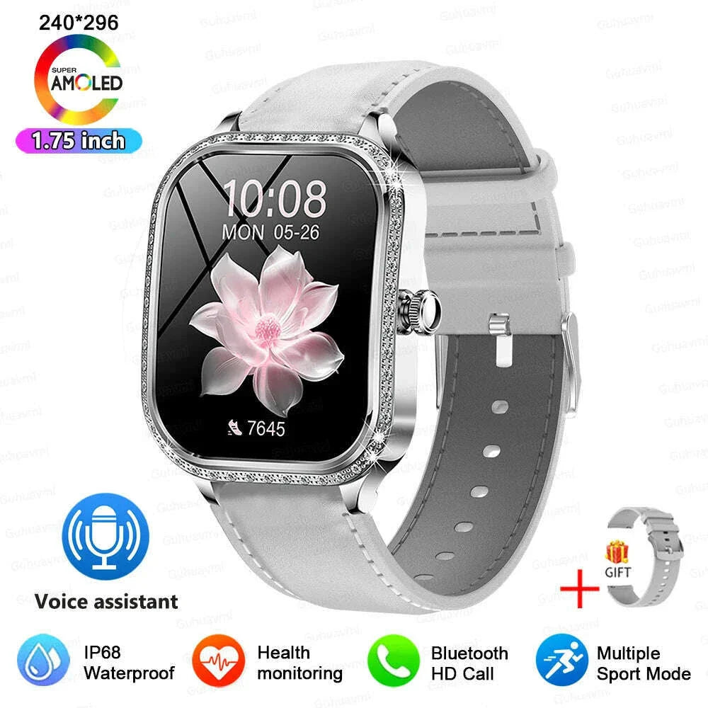 2025 New Lady Smart Watch Women AMOLED Curved Screen IP68 Waterproof Health Call Smartwatch For Samsung Huawei Apple Watch 4 ios