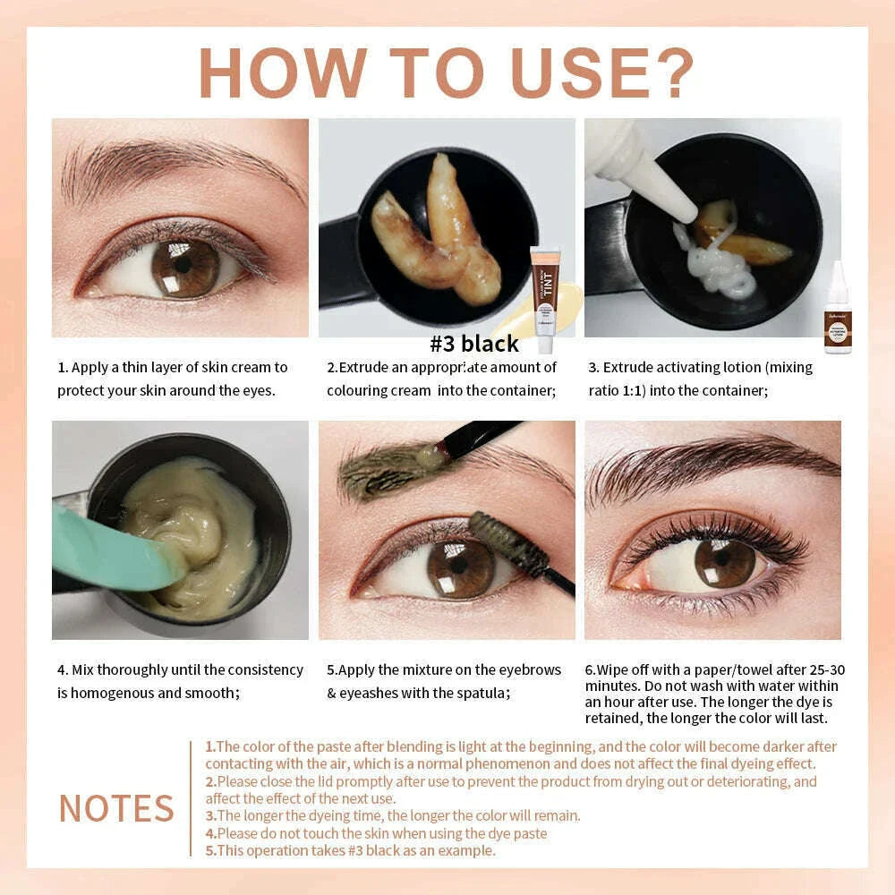 Lakerain Eyebrow Tint Dye Professional Eyebrow Dye Waterproof Long-lasting Eyebrow Brow Kit Semi Permanent Home Use Pro Kit