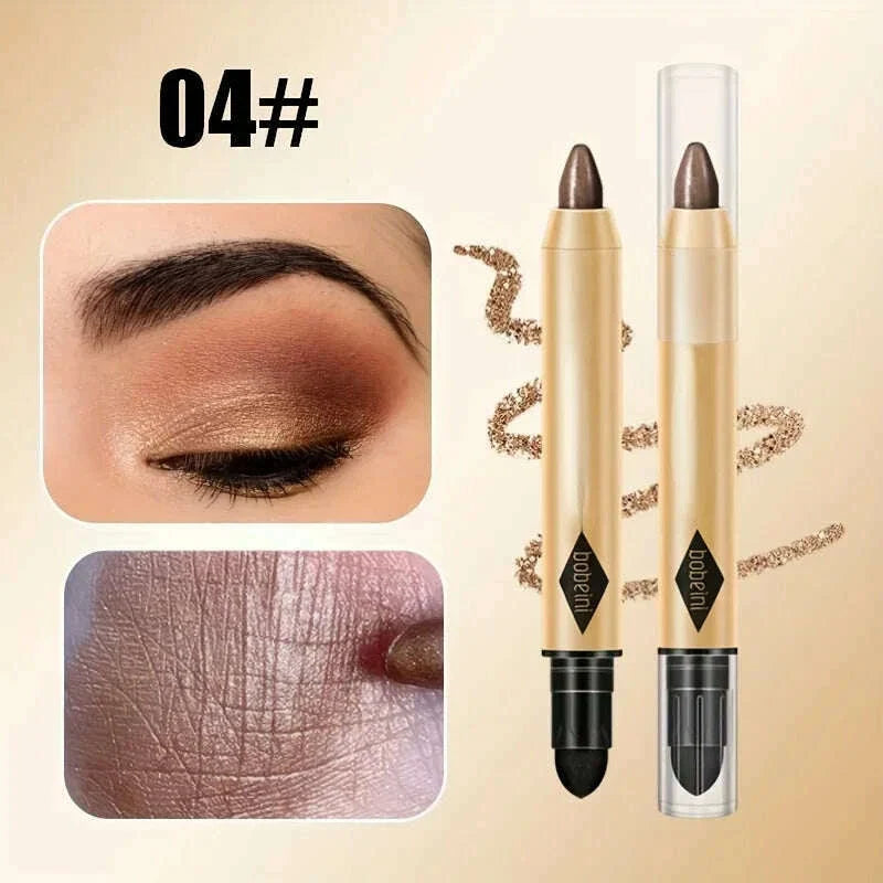 2 in 1 Pearly Eyeshadow Lipstick Stick Pencil Waterproof Glitter Matte Eyeshadow Makeup High Pigmented Eyeshadow Pen