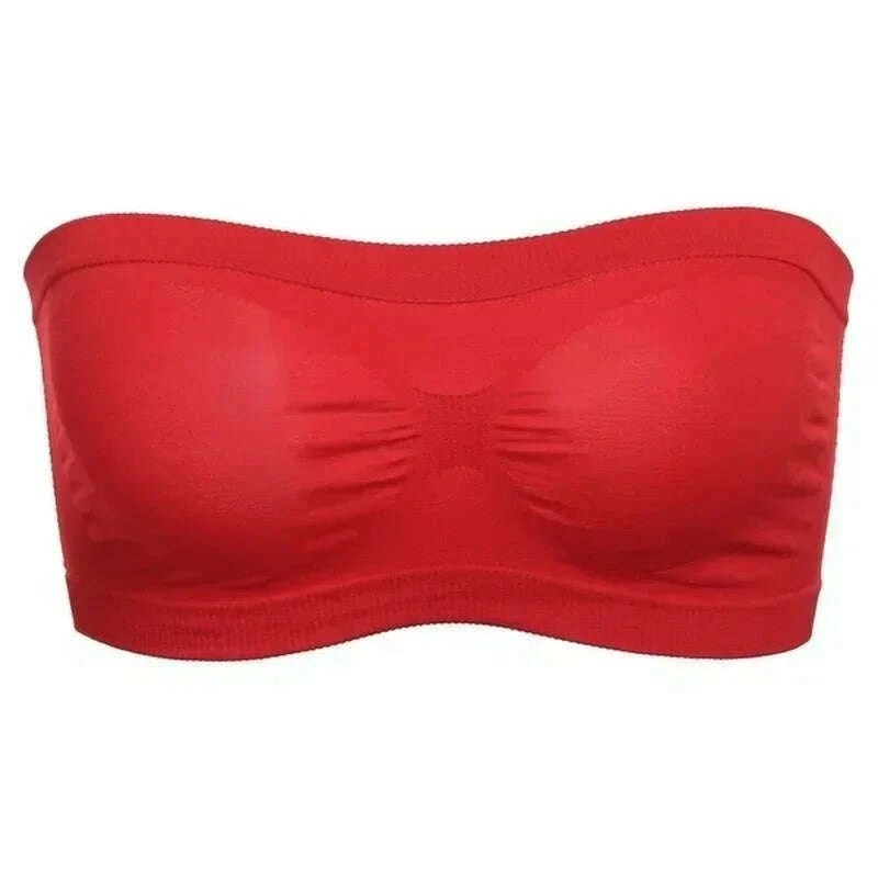 Ladies' Sexy Strapless Crop Top Bra Bandeau Boob Tube Brassiere Summer Breathable Mesh Invisible Strapless Chest Wraps Tube Tops