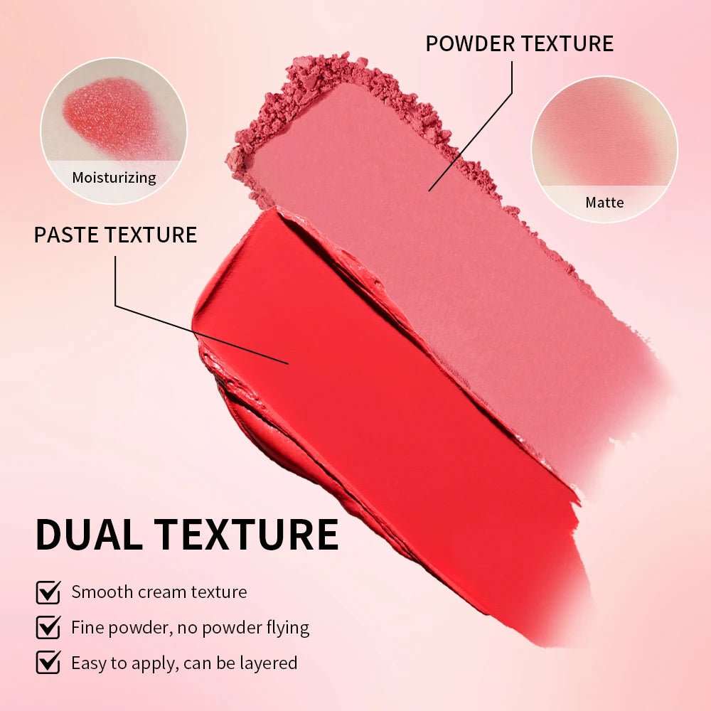 Cream&Powder Blush Palette Natural Long-lasting High Pigment Blush Makeup Contour Powder Beauty Peach Pink Korean Makeup Blush