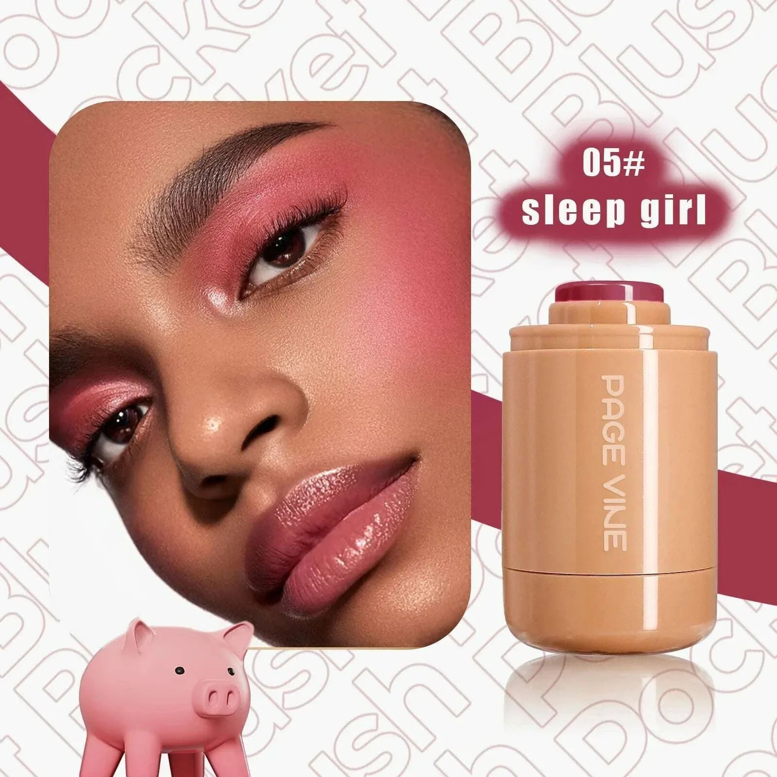 PAGE VINE Pocket Blush Stick Lip And Cheek Hydrating Stick Natural Rouge Powder Blush Cream Lipstick Cheek Easy To Apply Color