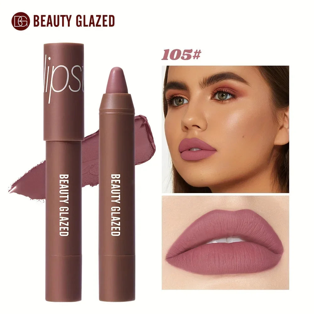 BEAUTY GLAZED 12 Colors Long-Lasting Waterproof Non-Stick Matte Lipstick Pen