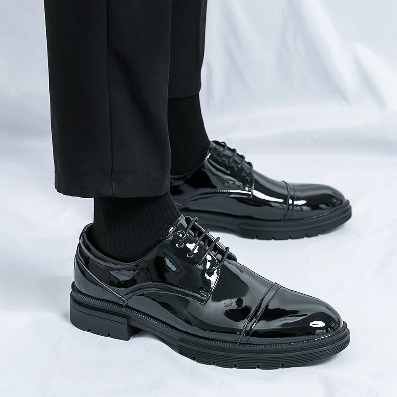 Classic Green Style Casual Derby Formal Shoes Career Office Leather Shoes Pointy Toe Handmade Business Wedding Dress Shoes Men