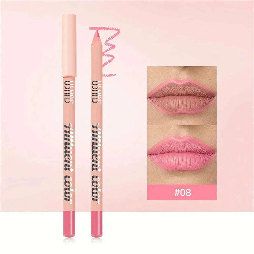 8 Color Nude Purple Matte Lipstick Pencil Long-lasting Waterproof Pink Plumping Stain Lip Liner Pro Lip Contour Makeup Tool