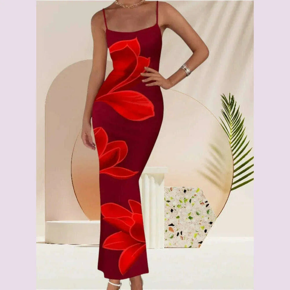 Sexy Tight Floral Print Strapless Dress Spring Summer New Arrival Cross-Border Hot Sale Ins Style Women's Ankle-Length Gown