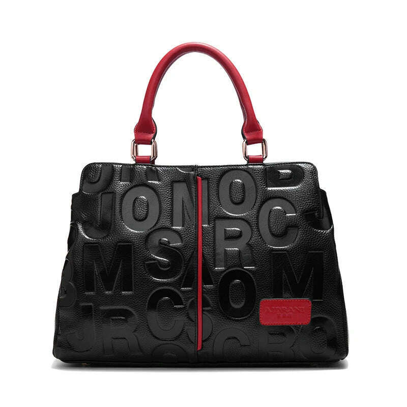 Aidrani Fashionable women's large capacity handbag with letter design, made of 100% cowhide material,
