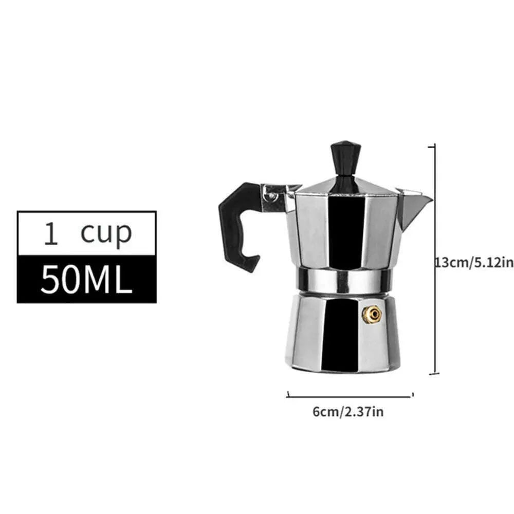 Aluminum Coffee Kettle Household Italian Octagonal Moka Coffee Tea Pot Office Home Travel Outdoor Camping Tableware Equipment