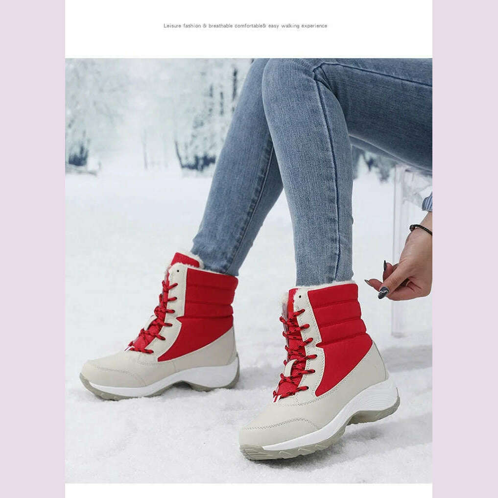 Ankel Boots for Women Winter Outdoor Warm Snow Boots Chunky Platform Waterproof Non-slip Warm Shoes Woman Boots Plus Size Casual