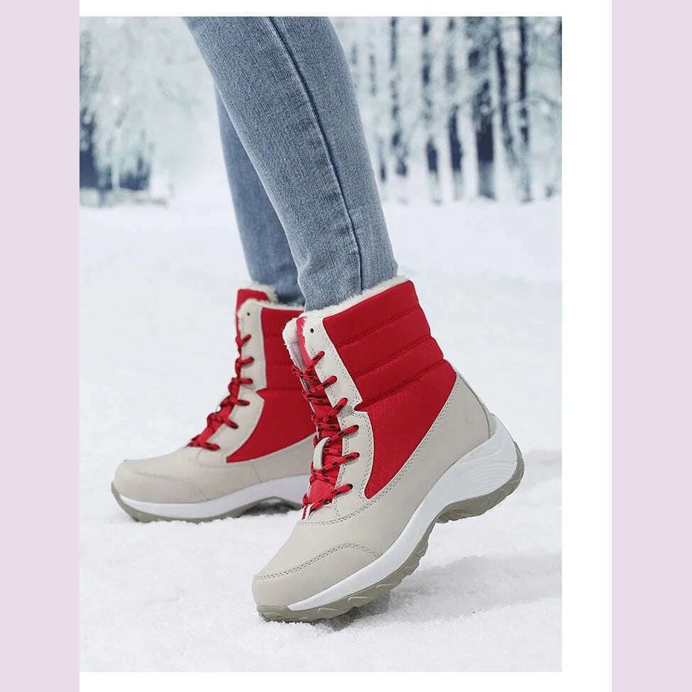 Ankel Boots for Women Winter Outdoor Warm Snow Boots Chunky Platform Waterproof Non-slip Warm Shoes Woman Boots Plus Size Casual