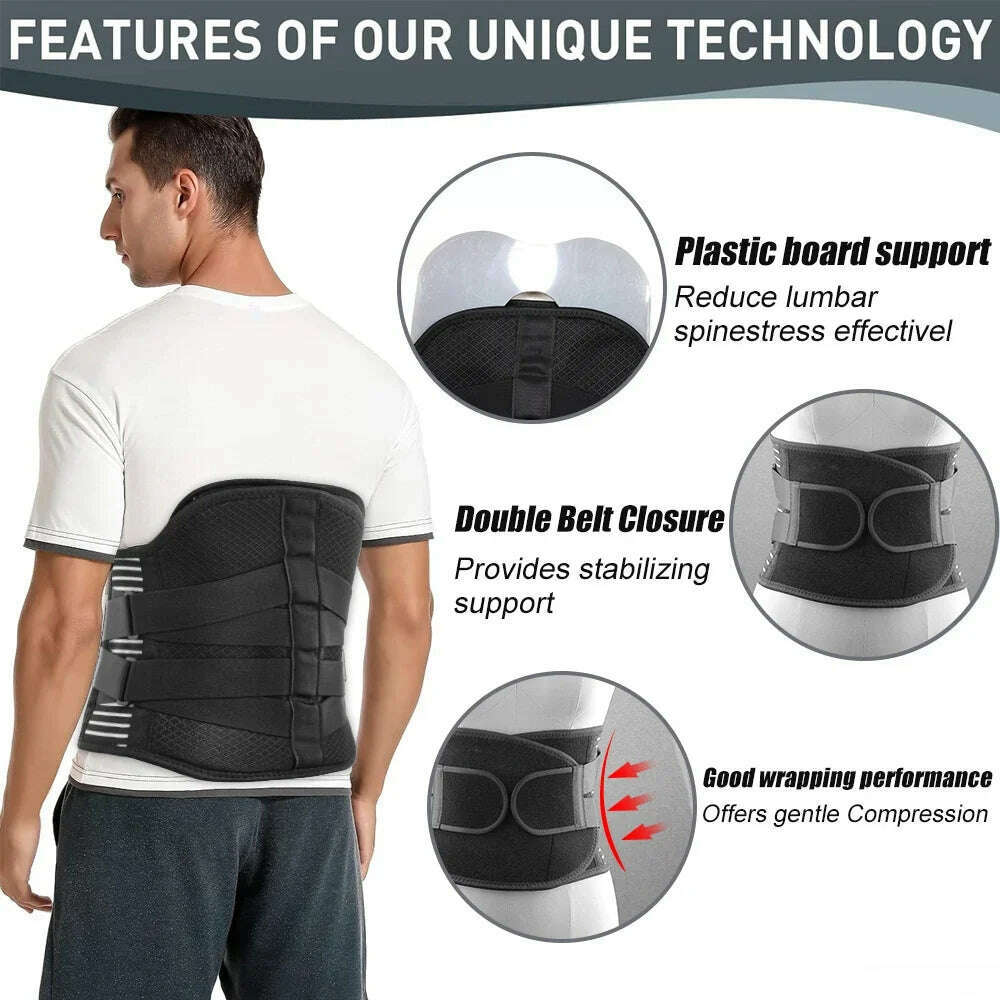 Back Brace for Lower Back Support Pain Relief for Women Men,Breathable Lumbar Support Belt with Big Lumbar Support Pad for Home