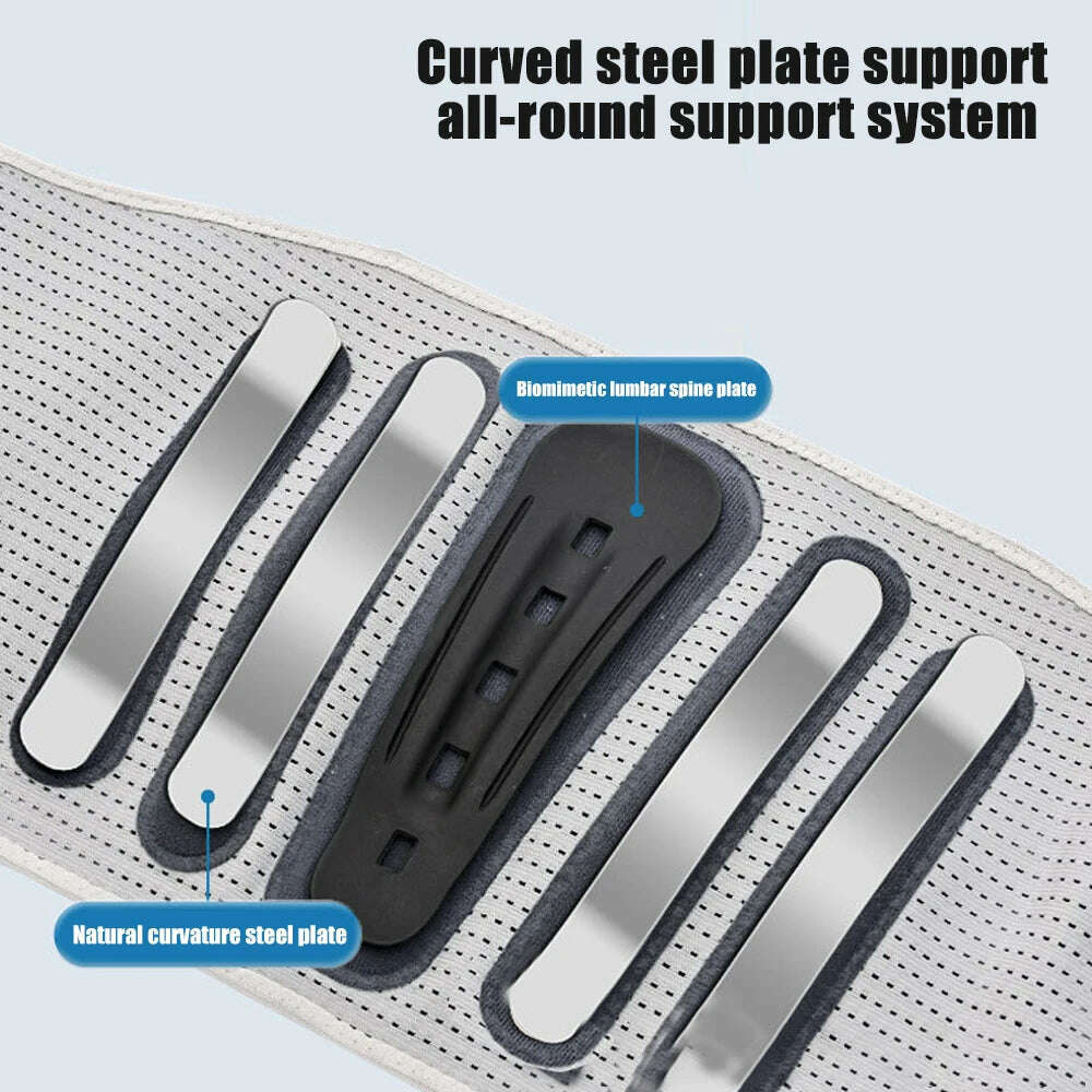 Back Brace with 8 Support Belts, Lower Back Support with Large Area Aluminum Support, Waist Brace for Herniated Disc, Sciatica