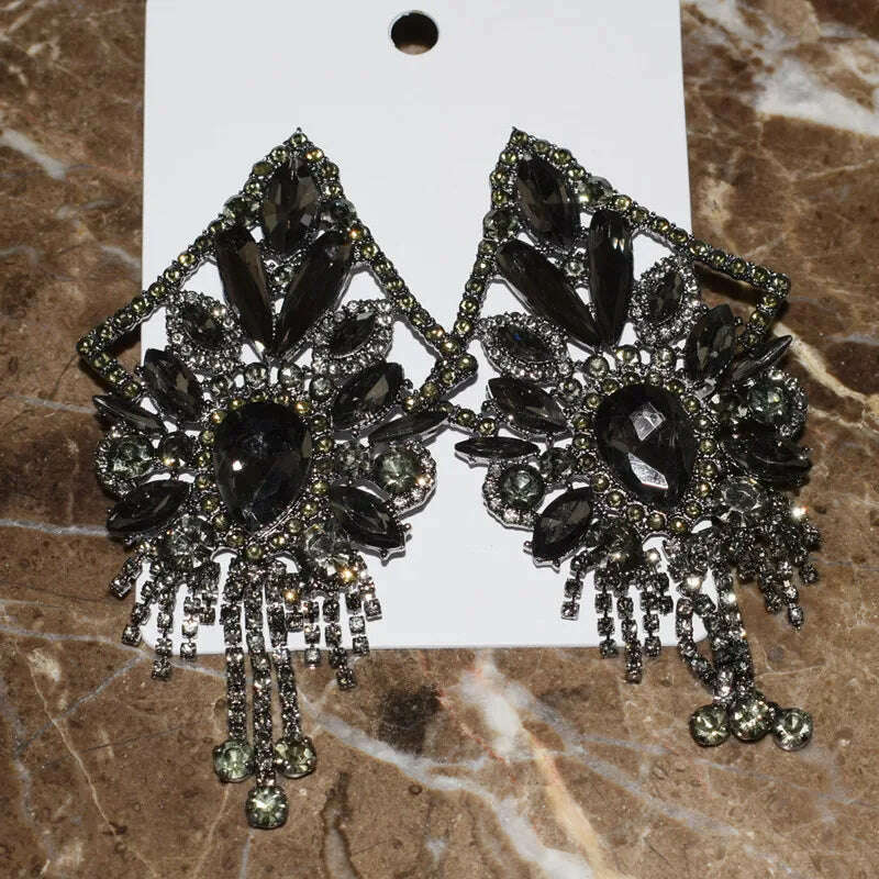 Baroque Styley Geogous Shiny Rhinestone Gems Dangle Earrings For Women Fashion Jewelry Party Show Statement Earrings Accessories