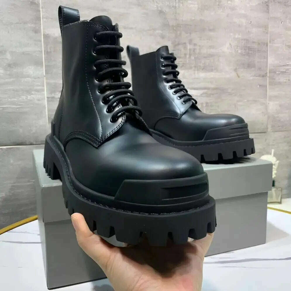 Big Toe Jumbo Boots Genuine Leather Designer Ankle Tooling Botas Luxury Desert Chunky Booties Men 45