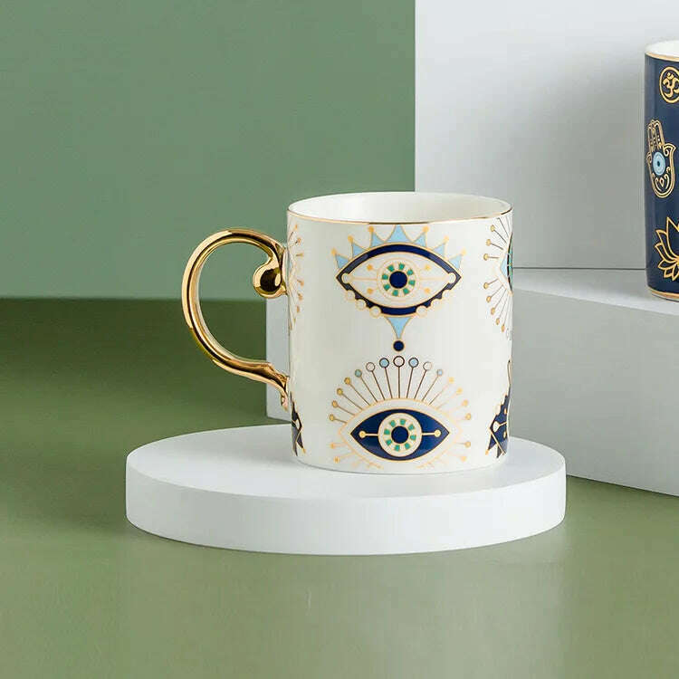 Blue Eye Coffee Cup Devil's Eye Turkish Ceramic Mug Home Breakfast Milk Novelty Cup Water Cup Afternoon Tea Cup Couples Gifts