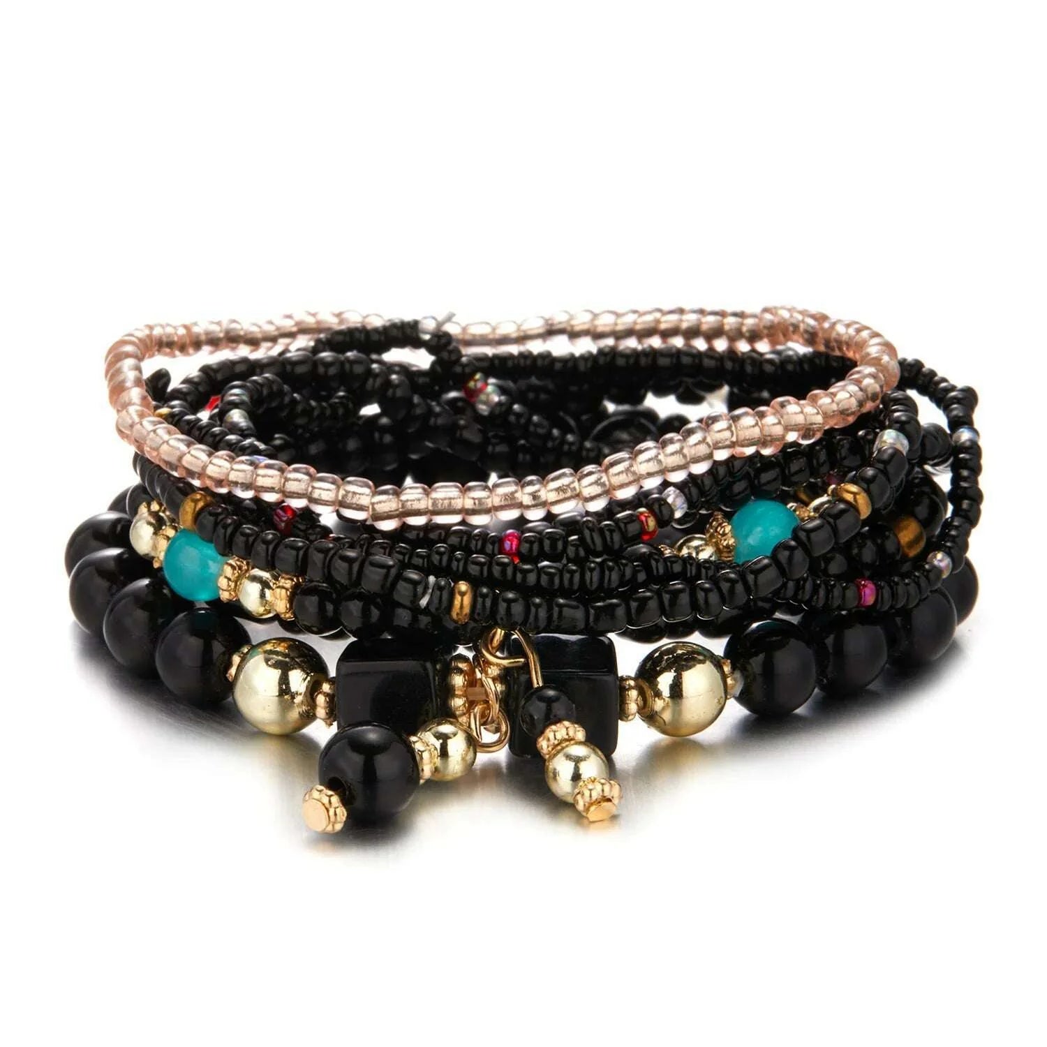 Bohemian Handmade Braided Resin Beaded Bracelets For Women Summer Colorful Natural Stone Geometric Chain Bangle Girls Jewelry