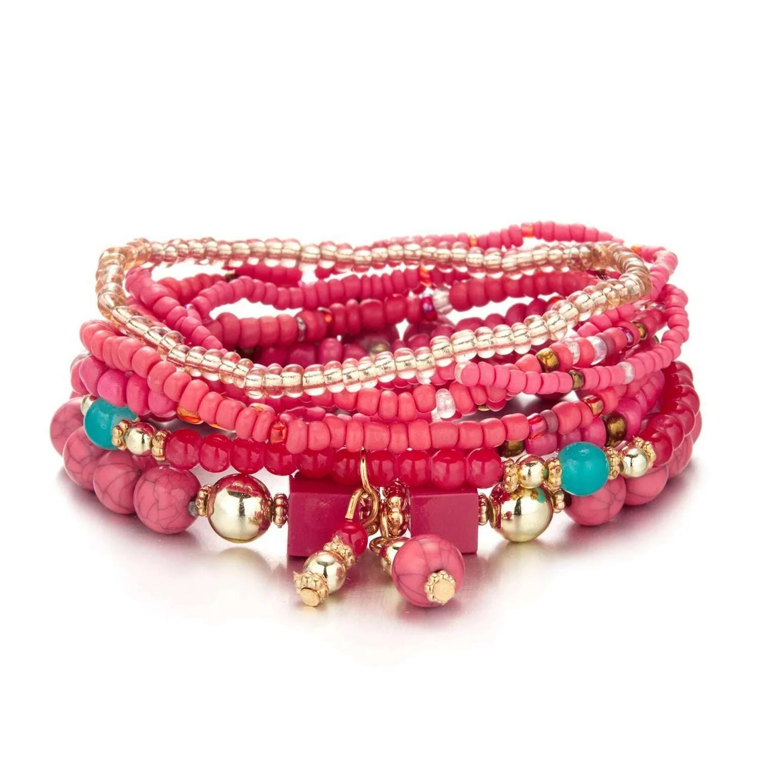 Bohemian Handmade Braided Resin Beaded Bracelets For Women Summer Colorful Natural Stone Geometric Chain Bangle Girls Jewelry