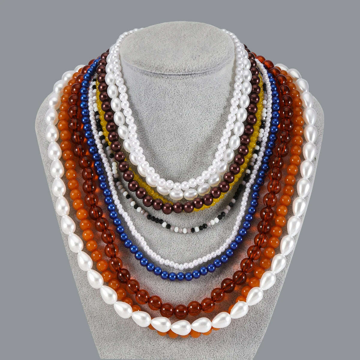 Bohemian Multi-layered Long Necklace, Imitation Pearl Necklace, Suitable for Daily Wear, Fashion Jewelry Accessories Wholesale