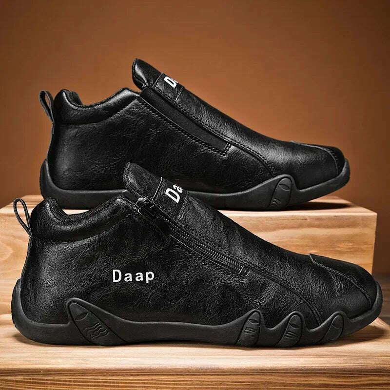 British Style Fashion Short Boots Men Luxury Leather Anti Slip Comfortable Work Shoes Outdoor Travel Sports Casual Shoes
