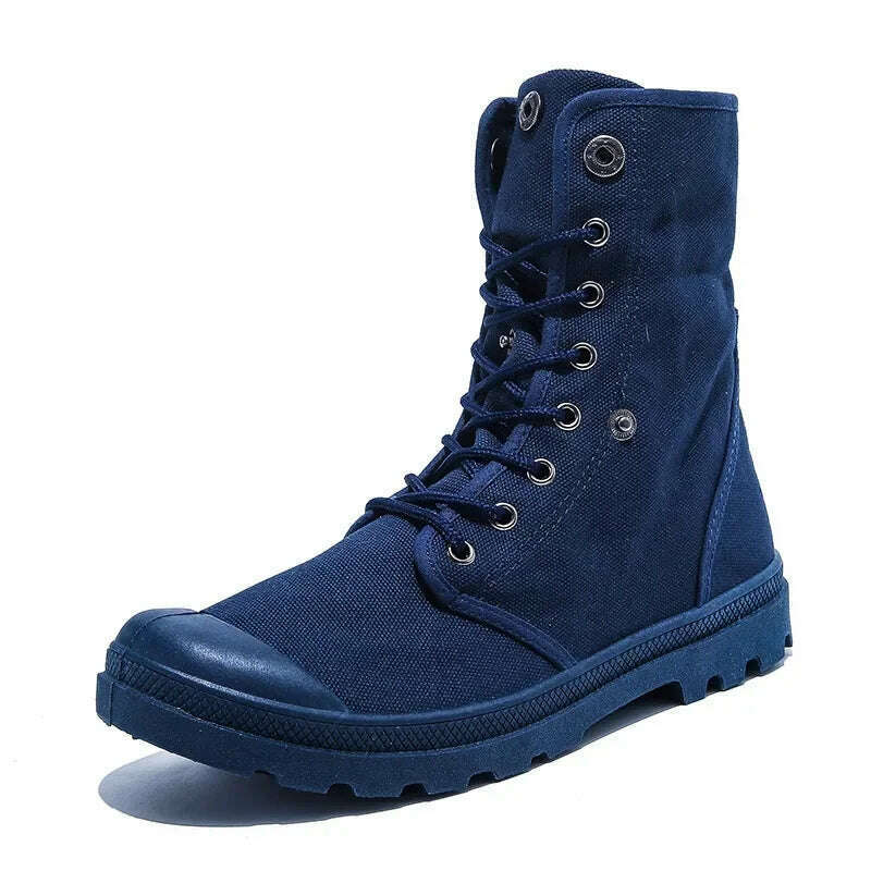 Canvas Boots Men Boots High Top Shoes for Men 2024 New Trend Platform Cuff Shoes Men Casual Ankle Boots Military Bota Masculina