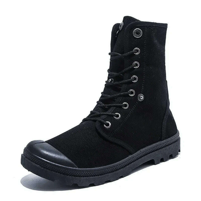 Canvas Boots Men Boots High Top Shoes for Men 2024 New Trend Platform Cuff Shoes Men Casual Ankle Boots Military Bota Masculina
