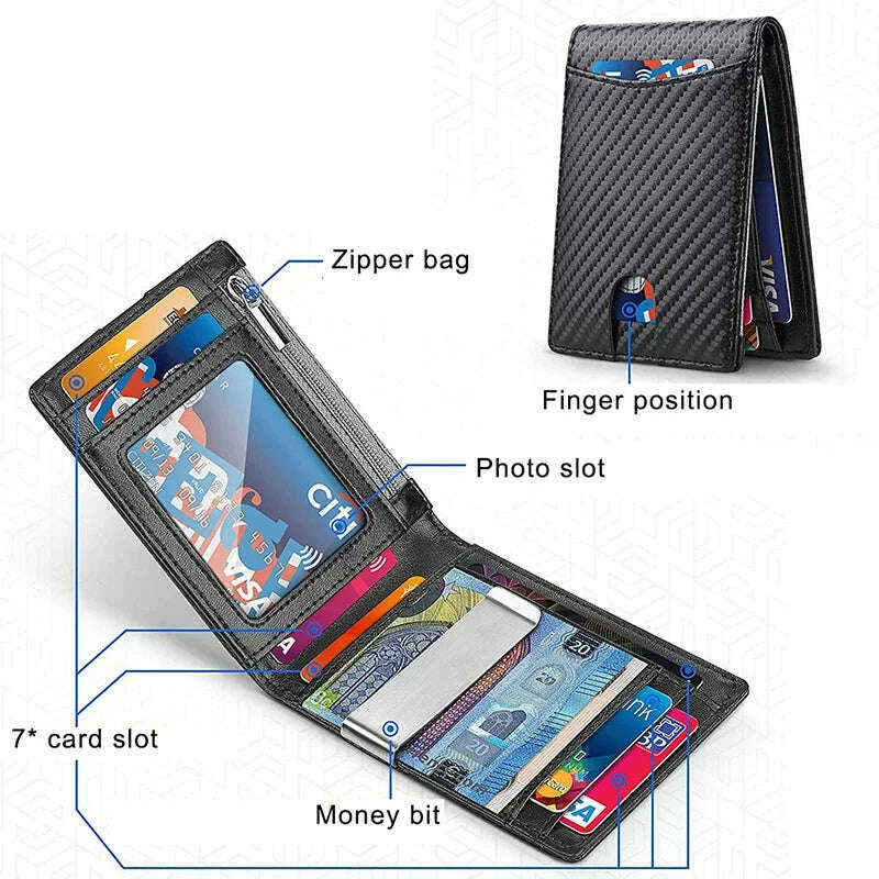 Carbon Fiber Card Holder Wallets Men Slim RFID Wallet Male Purse Minimalist Black Wallet with Coin Pocket Wallet for Men Choice