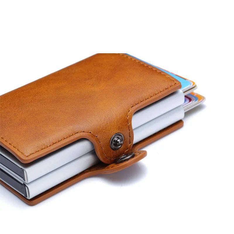 Carbon Fiber RFID Blocking Protection Men Credit Card Holder Wallet Leather Metal Aluminum Luxury Business Bank Cardholder Case