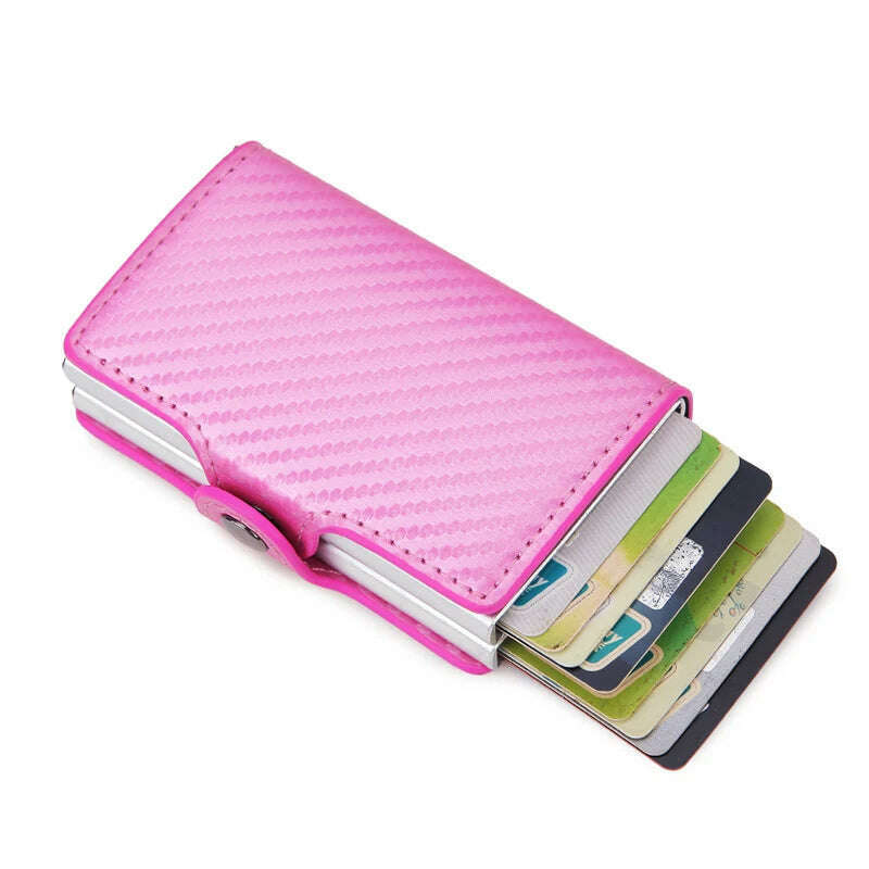Carbon Fiber RFID Blocking Protection Men Credit Card Holder Wallet Leather Metal Aluminum Luxury Business Bank Cardholder Case